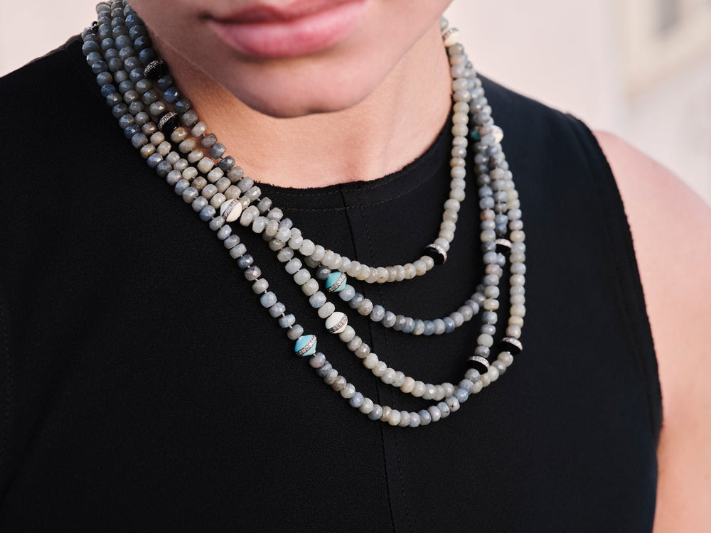 Green Sapphire Beaded Necklace 219 (88cm) - Globetrotter - Ileana Makri