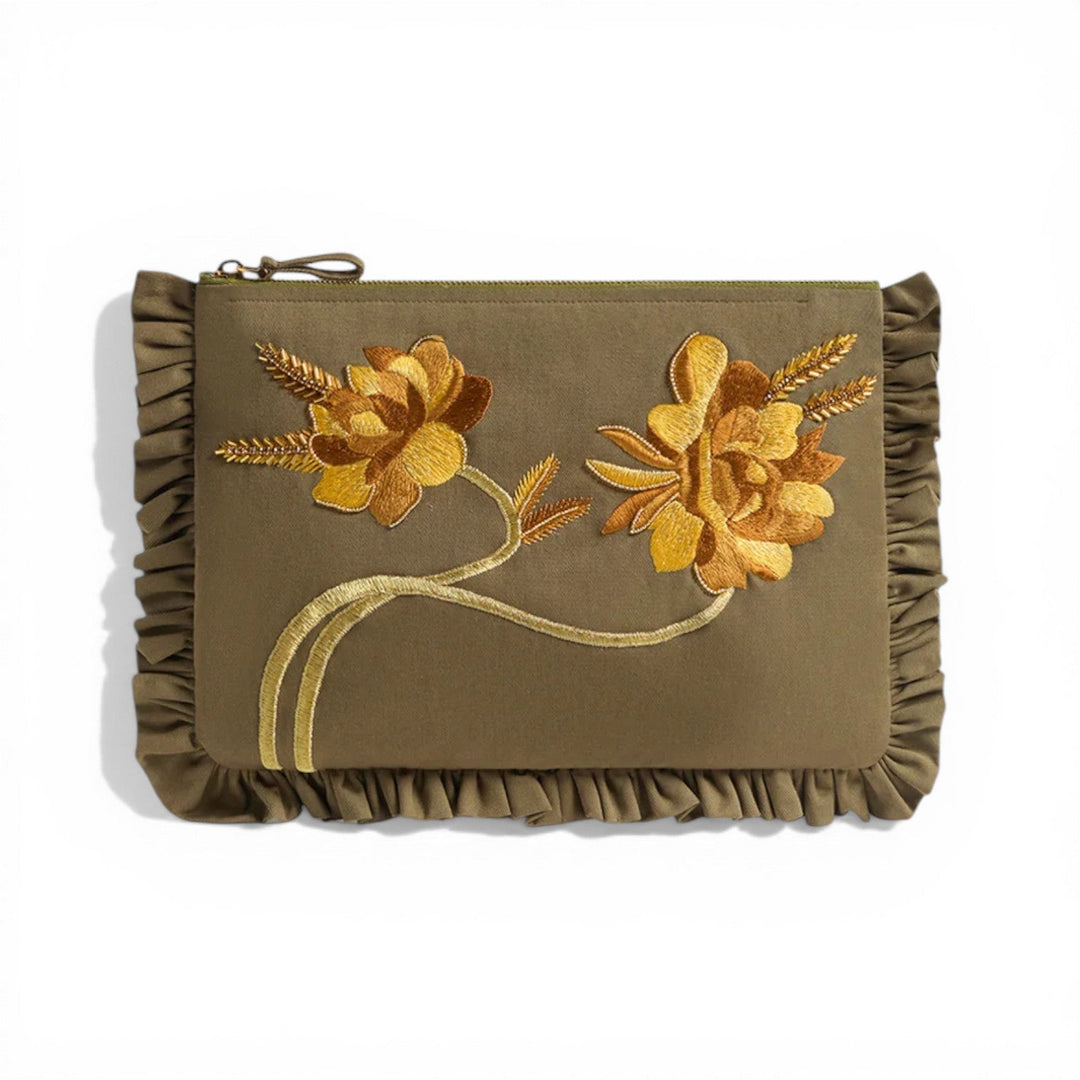 Hand Pochette Solid Khaki Green - La Double J Accessories - Ileana Makri