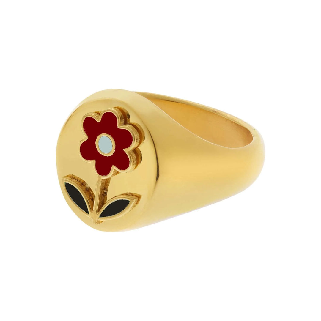 Happy Red Daisy Ring - Eye M Flower Power - Ileana Makri store