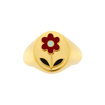 Happy Red Daisy Ring - Eye M Flower Power - Ileana Makri store