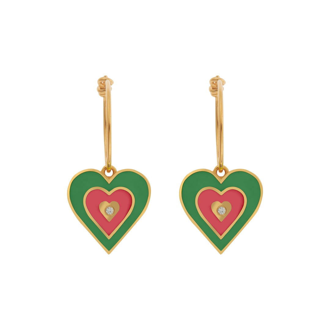 Heart Beat Hoops Green - Eye M Hearts - Ileana Makri