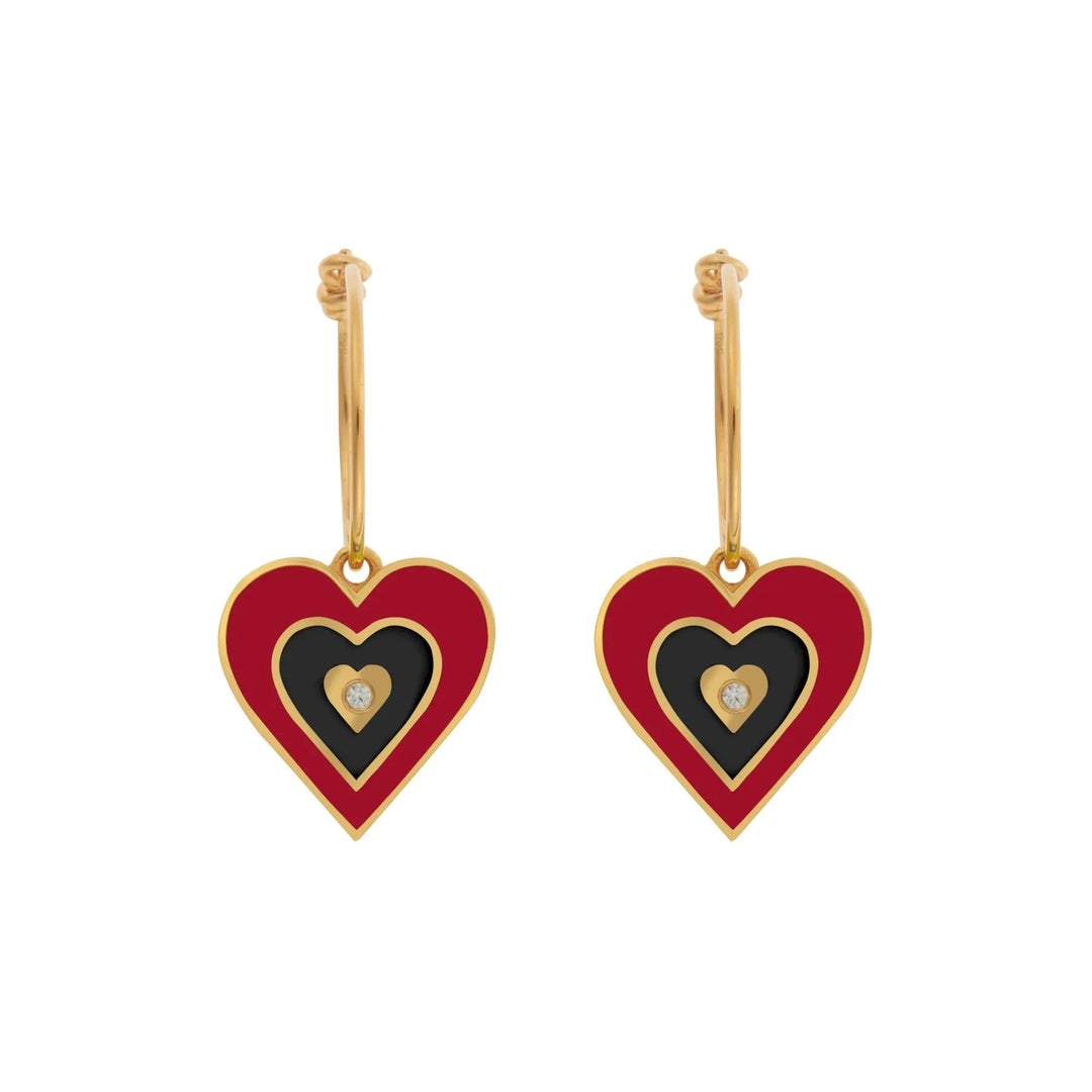 Heart Beat Hoops Red - Eye M Hearts - Ileana Makri
