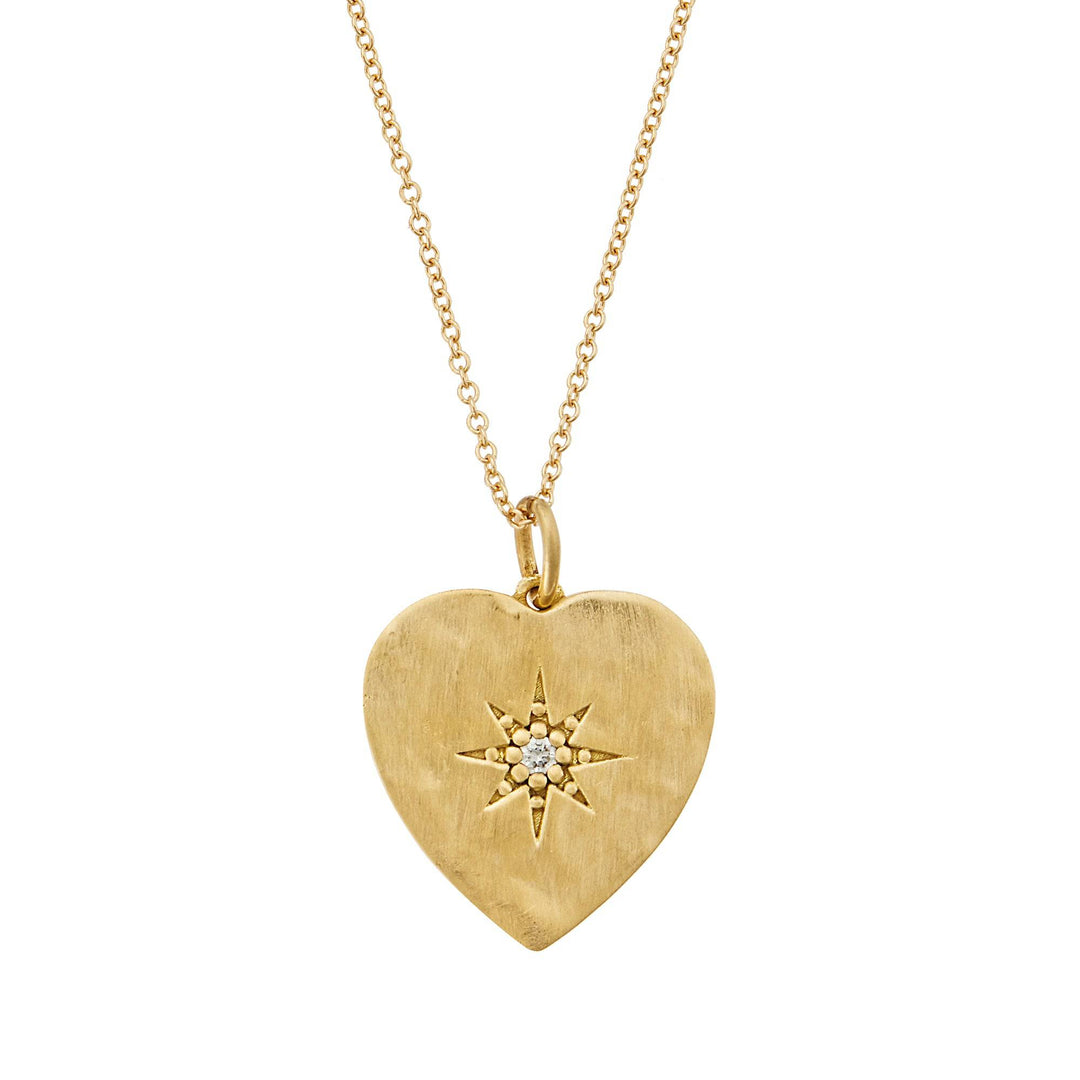 Heart with Diamond Star Pendant - SYMBOLS - Ileana Makri