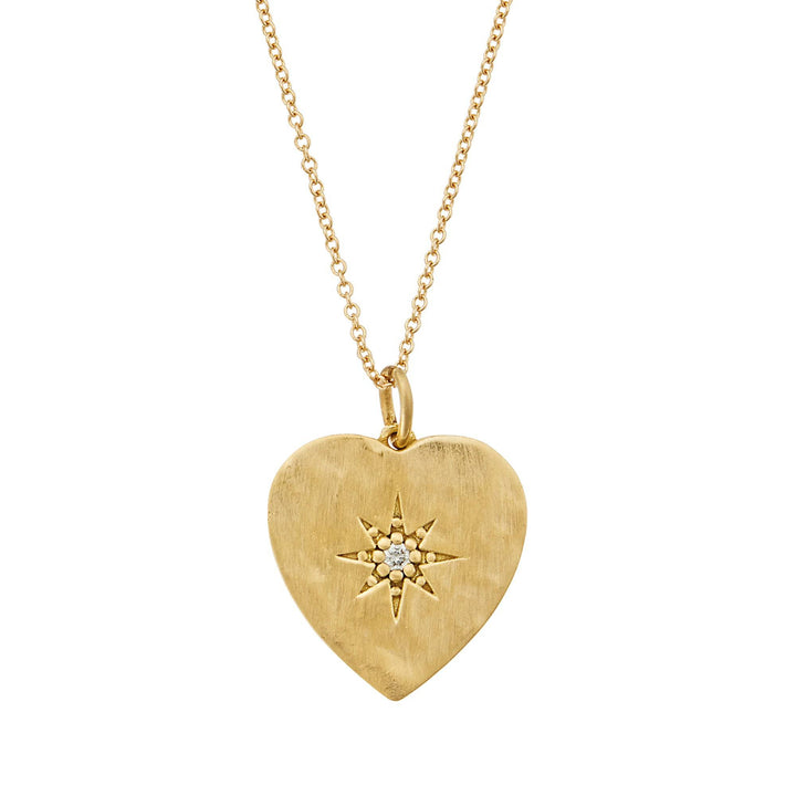 Heart with Diamond Star Pendant - SYMBOLS - Ileana Makri