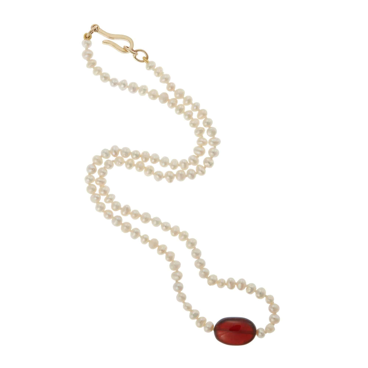 Hessonite Pearl Necklace (45cm) - Globetrotter - Ileana Makri store