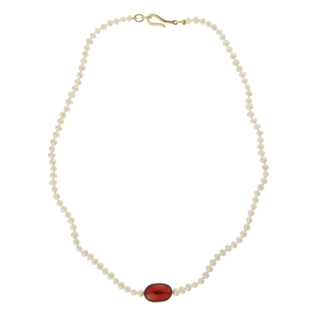 Hessonite Pearl Necklace (45cm) - Globetrotter - Ileana Makri