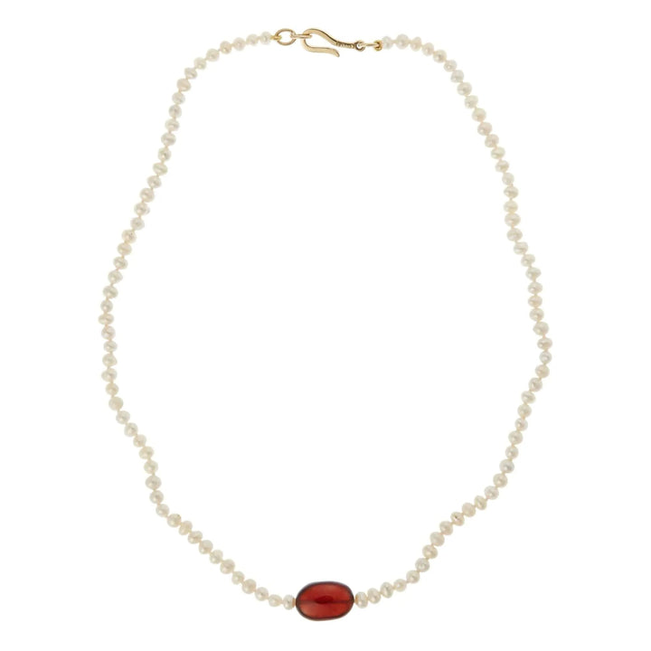Hessonite Pearl Necklace (45cm) - Globetrotter - Ileana Makri