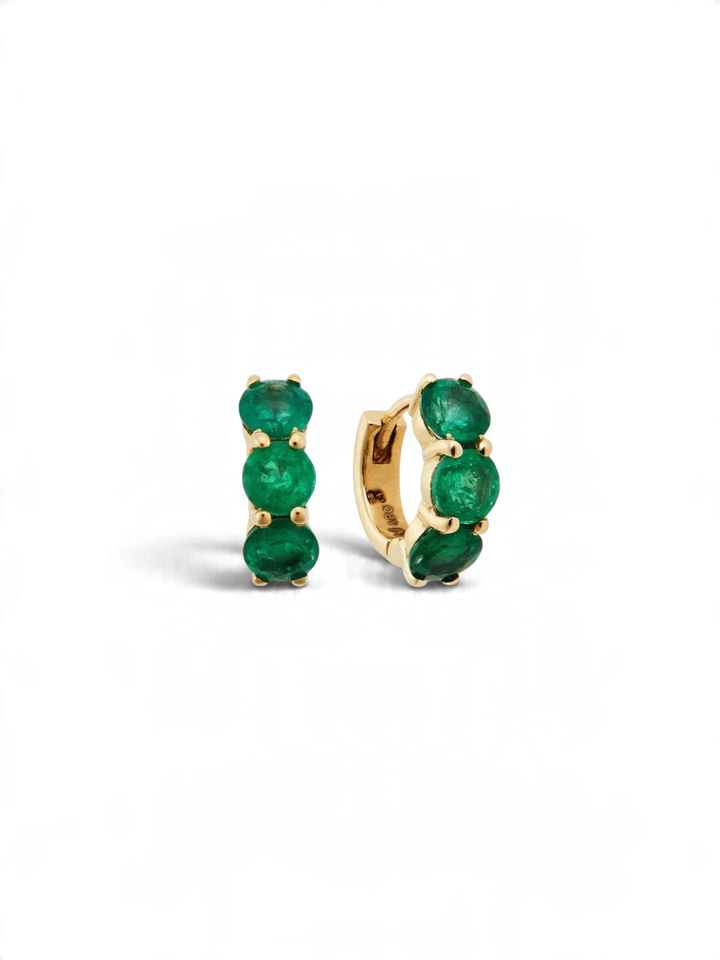 Huggie Hoops Emerald - Cascade - Ileana Makri