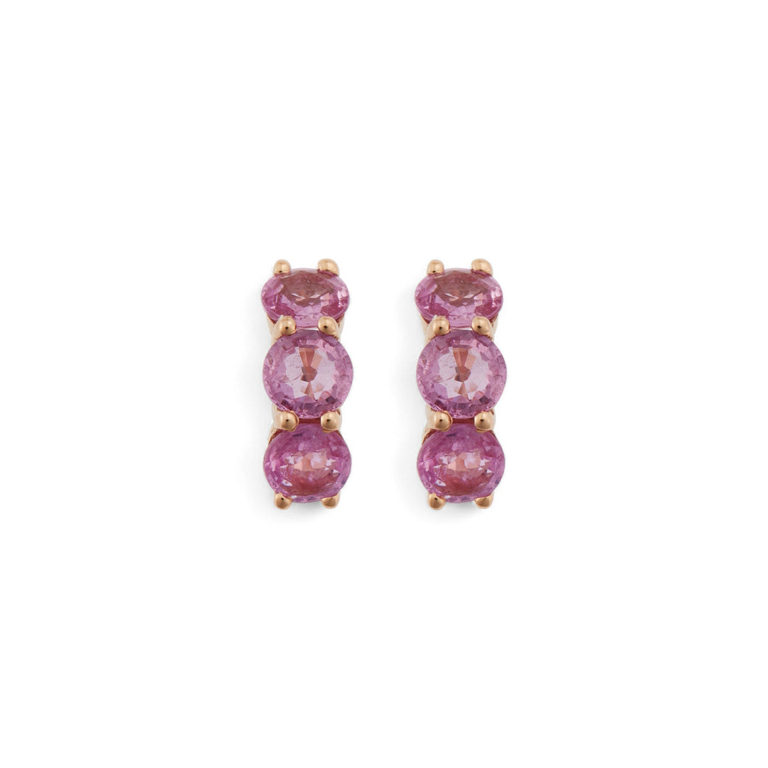 Huggie Hoops Pink Sapphire - Cascade - Ileana Makri