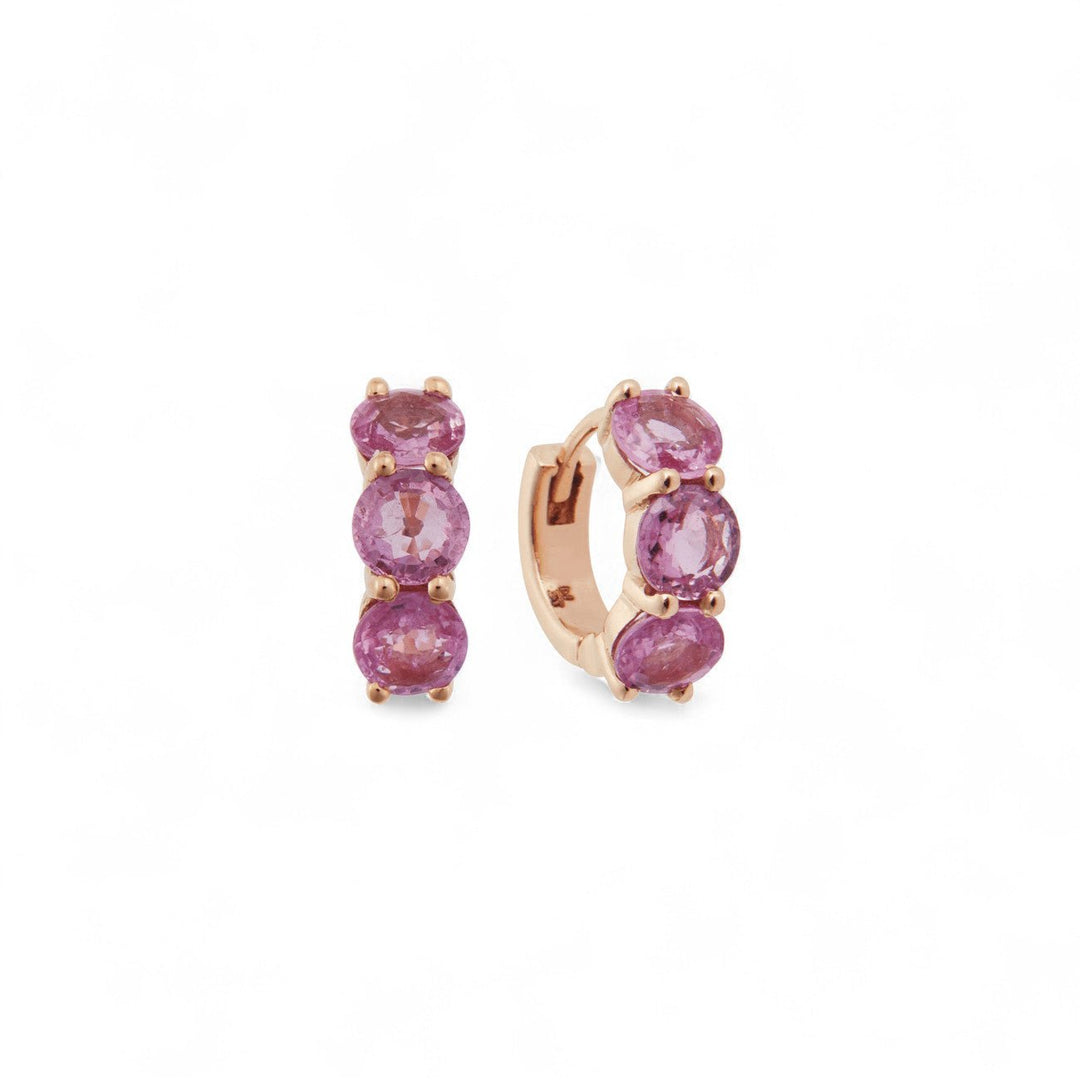 Huggie Hoops Pink Sapphire - Cascade - Ileana Makri