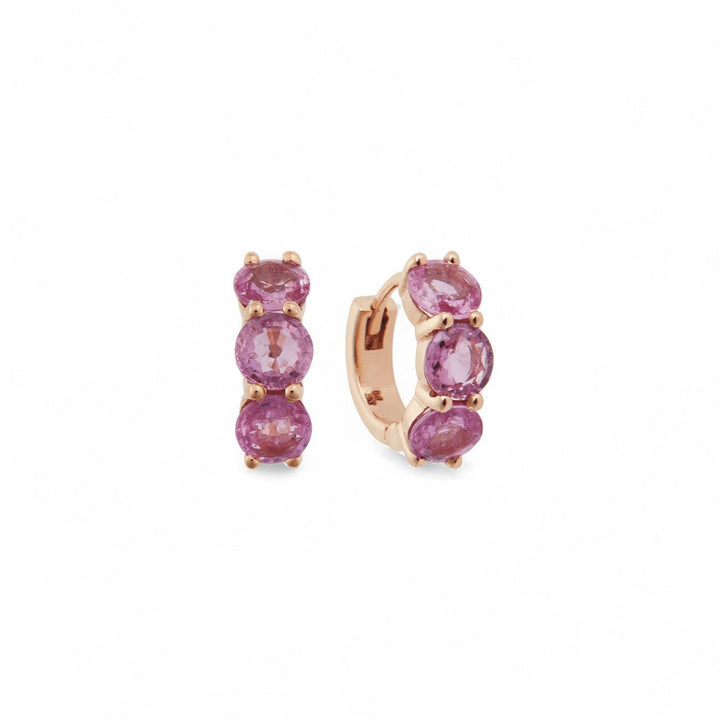 Huggie Hoops Pink Sapphire - Cascade - Ileana Makri