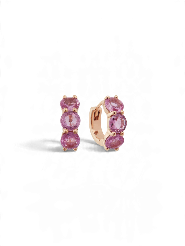 Huggie Hoops Pink Sapphire - Cascade - Ileana Makri