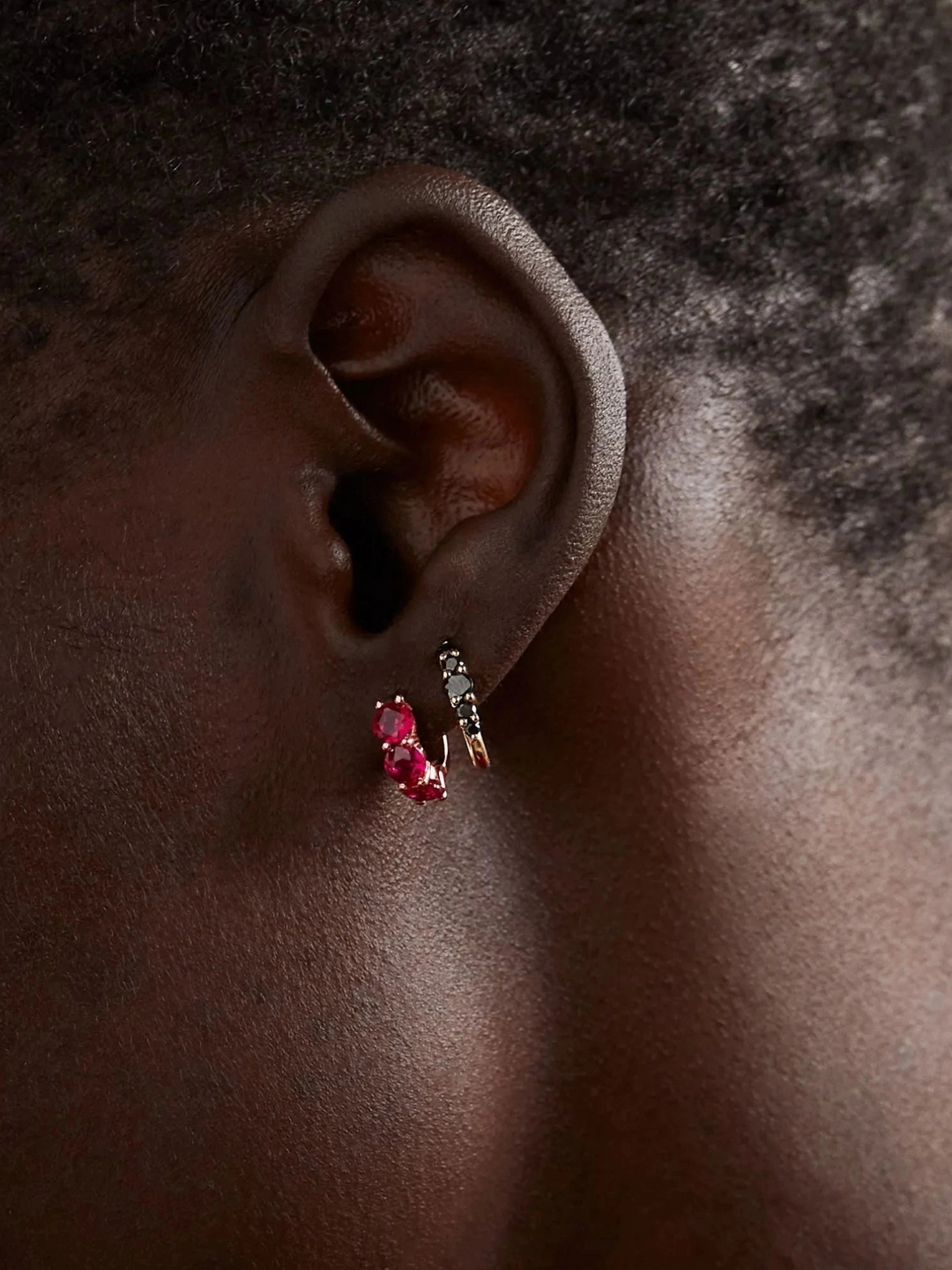 Huggie Hoops Ruby - Cascade - Ileana Makri