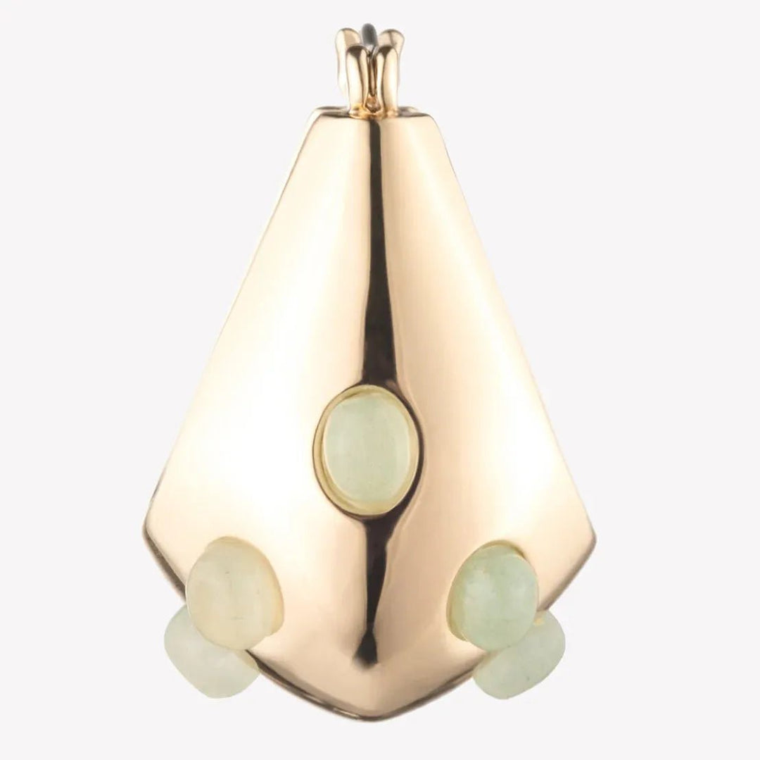 Inlaid Cabochon Jade Teardrop Hoops - Eddie Borgo - Ileana Makri