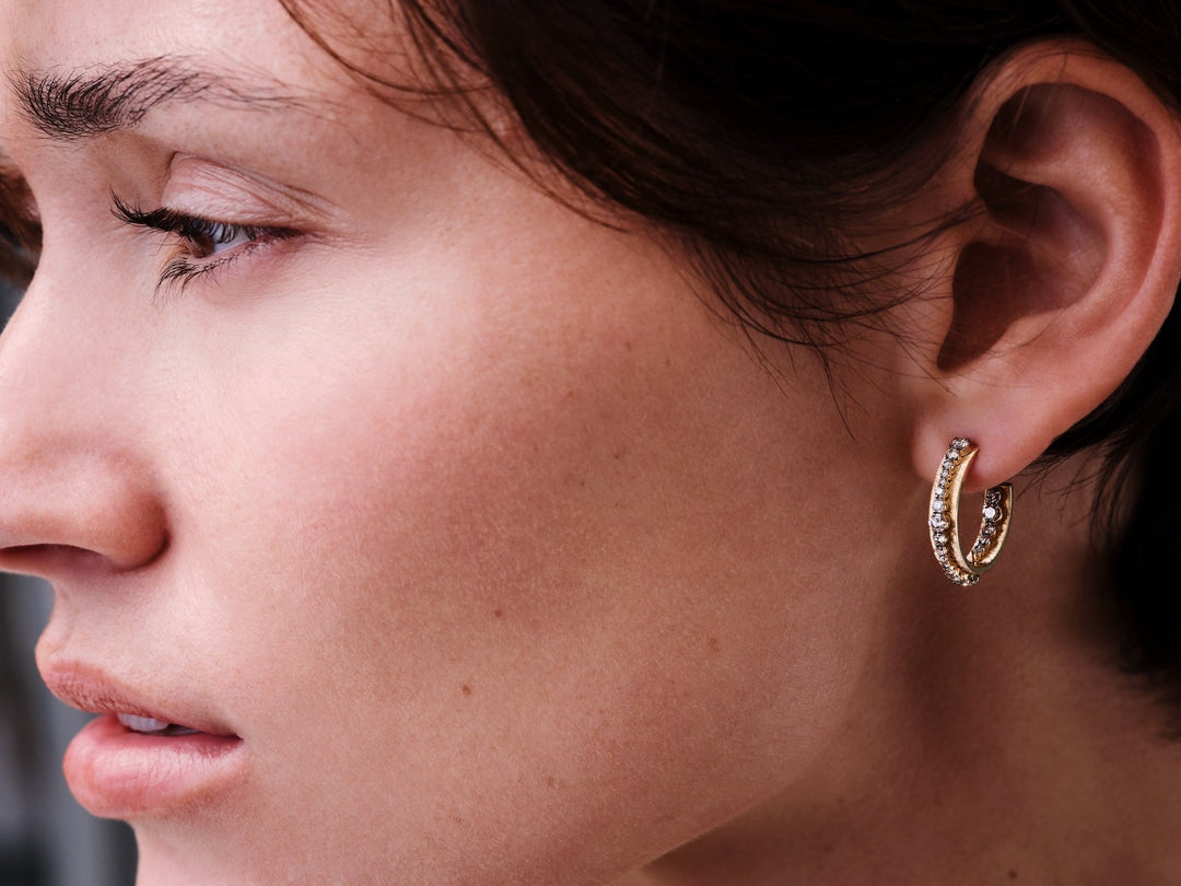 Inside Out Diamond Ripple Hoops - Rivulet - Ileana Makri