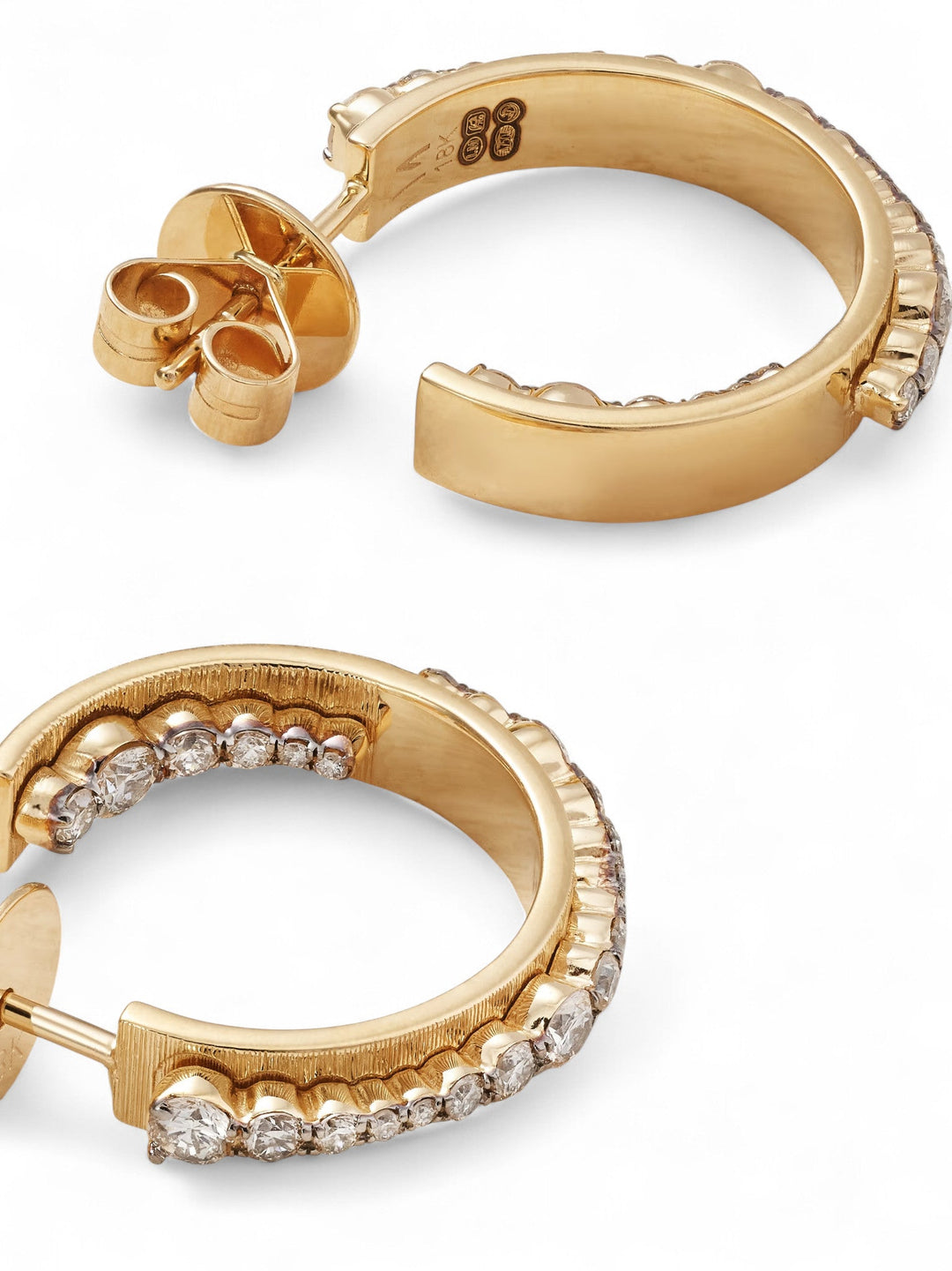 Inside Out Diamond Ripple Hoops - Rivulet - Ileana Makri