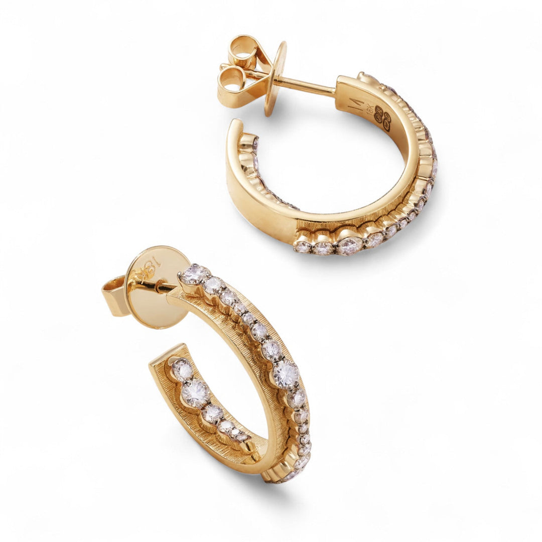 Inside Out Diamond Ripple Hoops - Rivulet - Ileana Makri