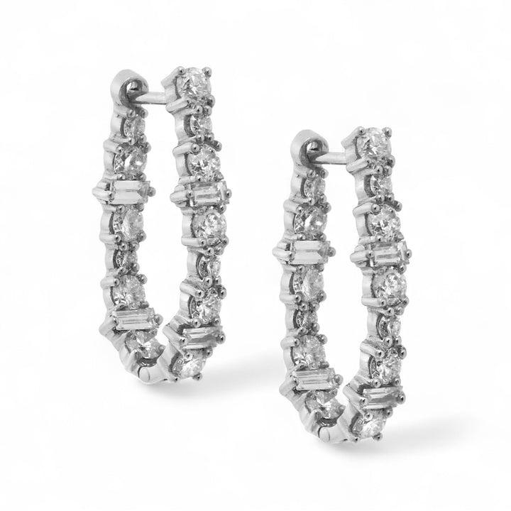 Large Oval Rivulet White Diamond Hoops