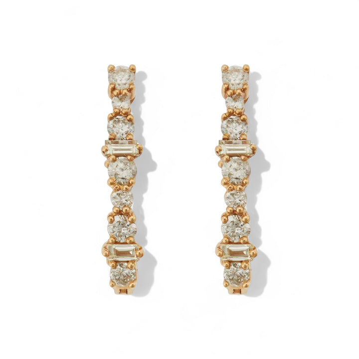 Large Oval Rivulet Champagne Diamond Hoops