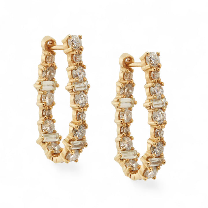 Large Oval Rivulet Champagne Diamond Hoops