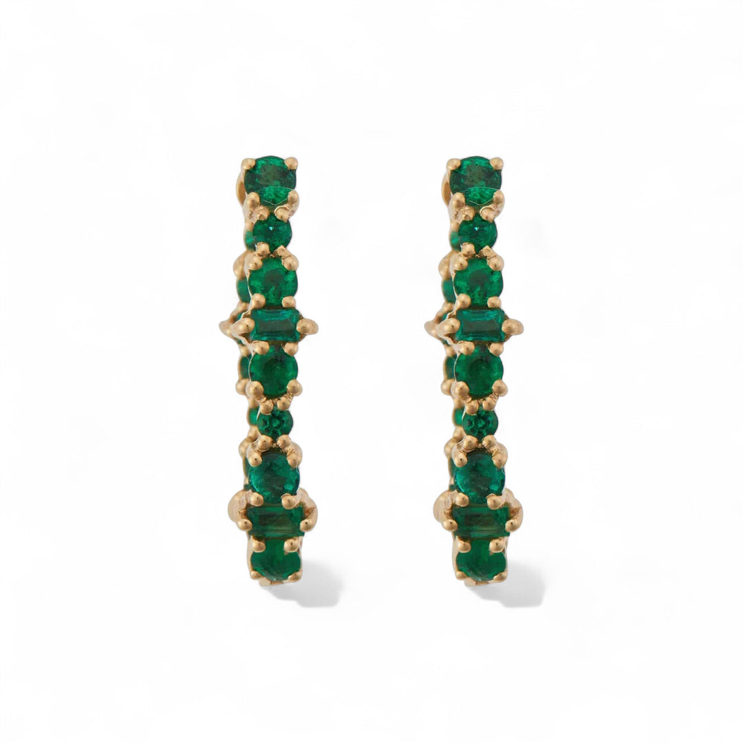 Large Oval Rivulet Emerald Hoops