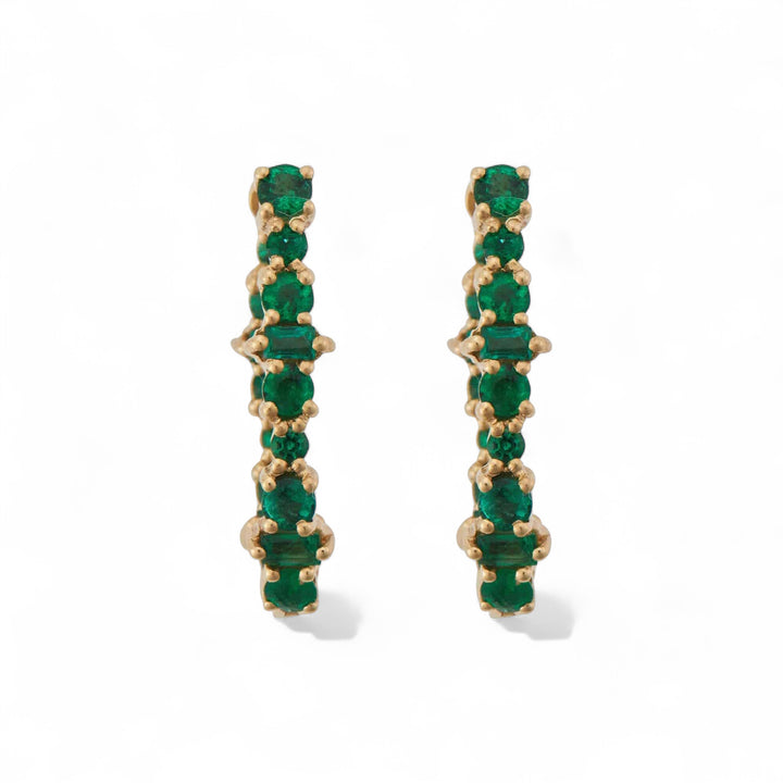 Large Oval Rivulet Emerald Hoops