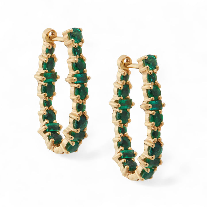 Large Oval Rivulet Emerald Hoops
