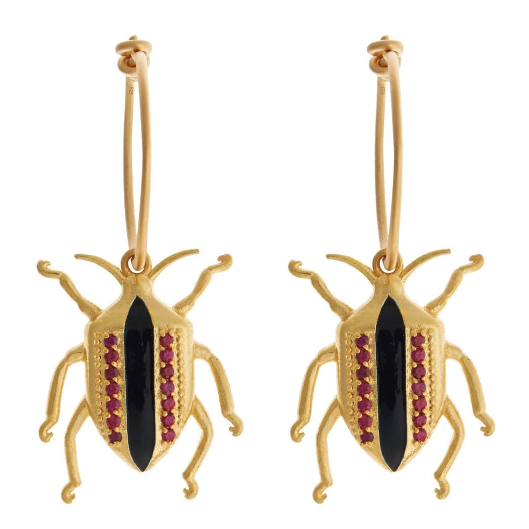 Jewel Beetle Hoops Black Red - Eye M Jungle - Ileana Makri