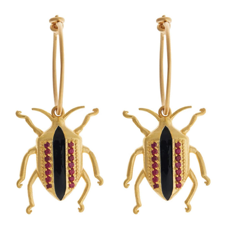 Jewel Beetle Hoops Black Red - Eye M Jungle - Ileana Makri