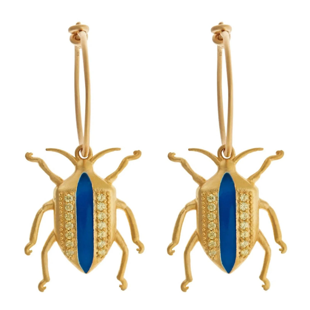 Jewel Beetle Hoops Blue Yellow - Eye M Jungle - Ileana Makri