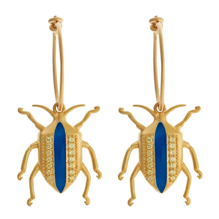 Jewel Beetle Hoops Blue Yellow - Eye M Jungle - Ileana Makri