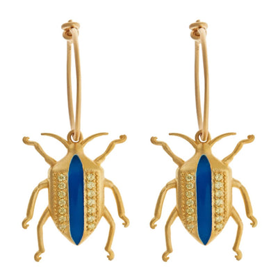 Jewel Beetle Hoops Blue Yellow - Eye M Jungle - Ileana Makri store