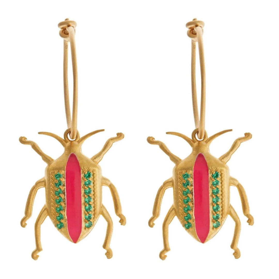 Jewel Beetle Hoops Pink Green - Eye M Jungle - Ileana Makri
