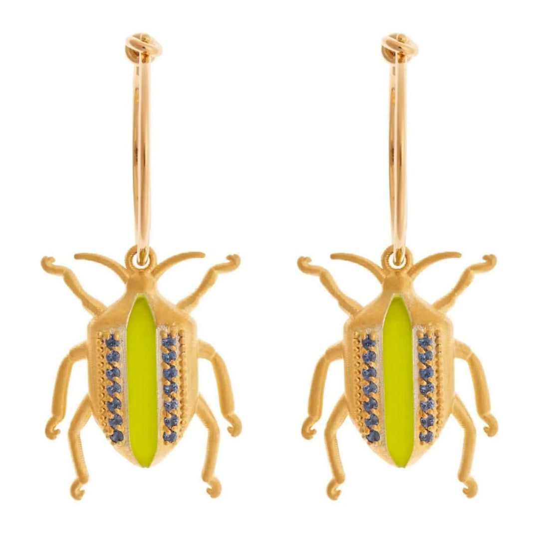 Jewel Beetle Hoops Yellow Blue - Eye M Jungle - Ileana Makri