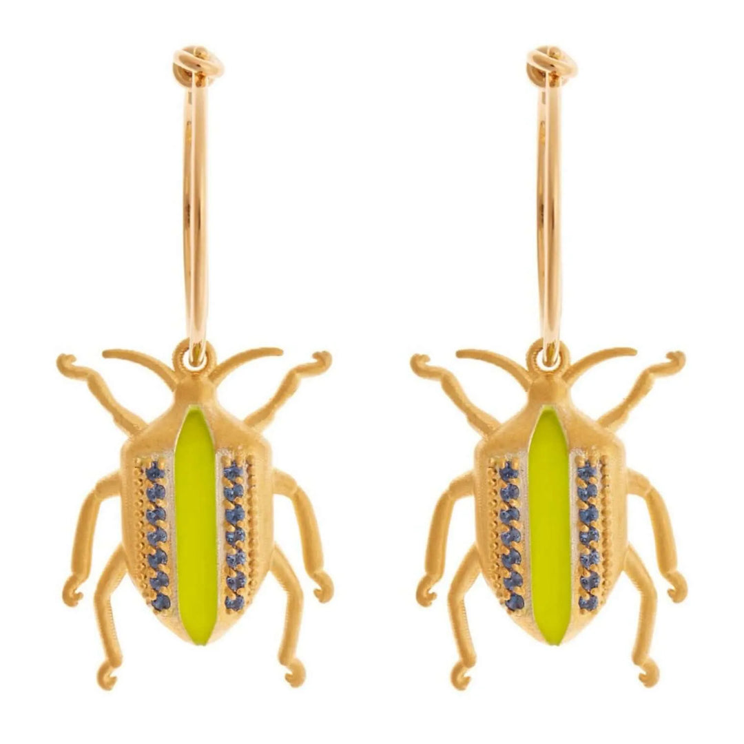 Jewel Beetle Hoops Yellow Blue - Eye M Jungle - Ileana Makri store