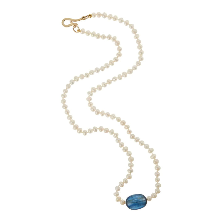 Kyanite Pearl Necklace (45cm) - Globetrotter - Ileana Makri store