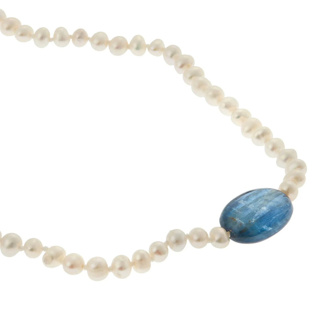 Kyanite Pearl Necklace (45cm) - Globetrotter - Ileana Makri store