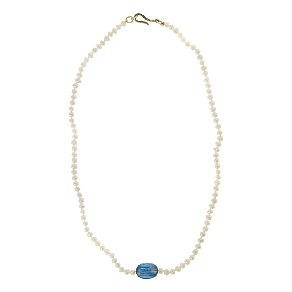 Kyanite Pearl Necklace (45cm) - Globetrotter - Ileana Makri