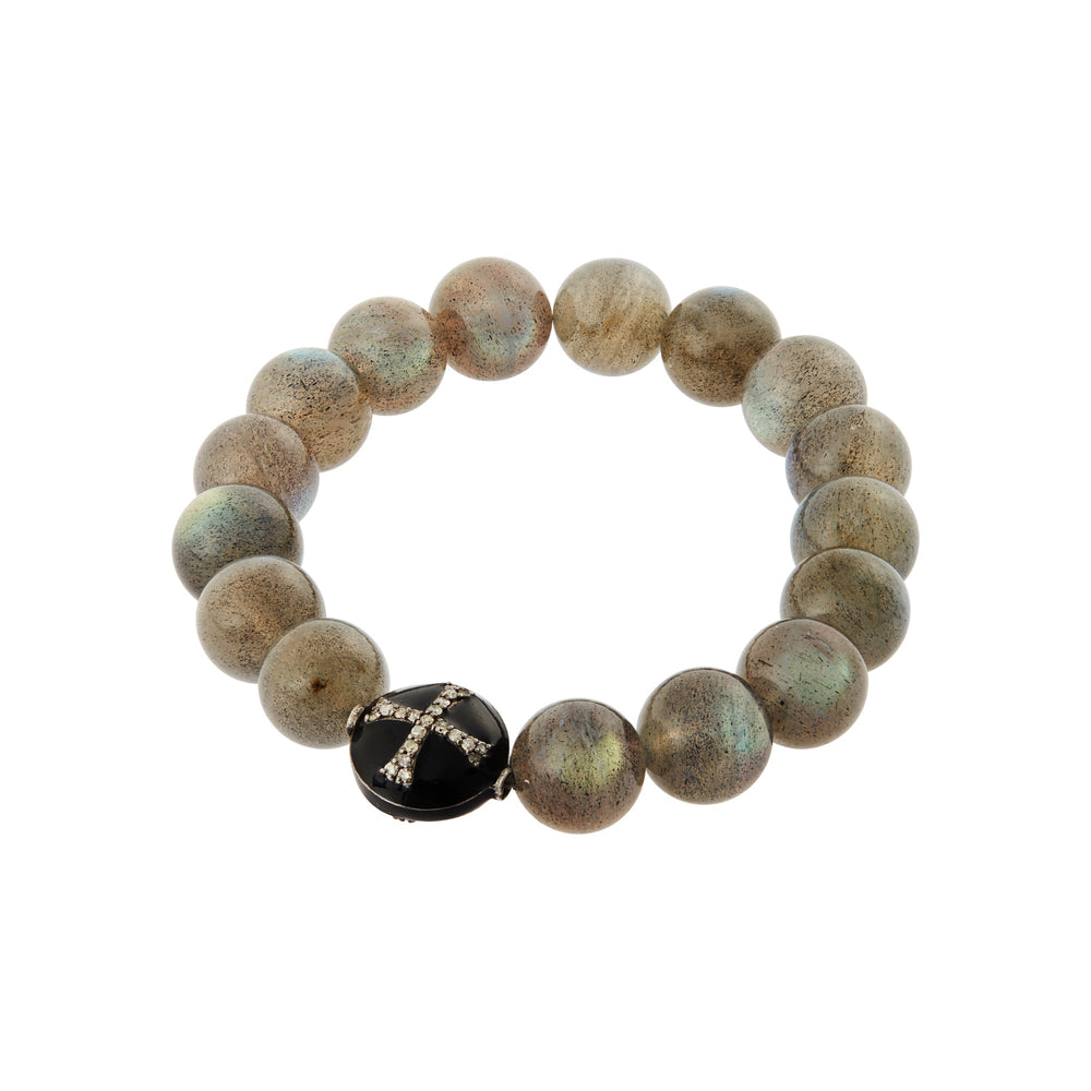 Labradorite & Black Enamel Beaded Bracelet - Globetrotter - Ileana Makri