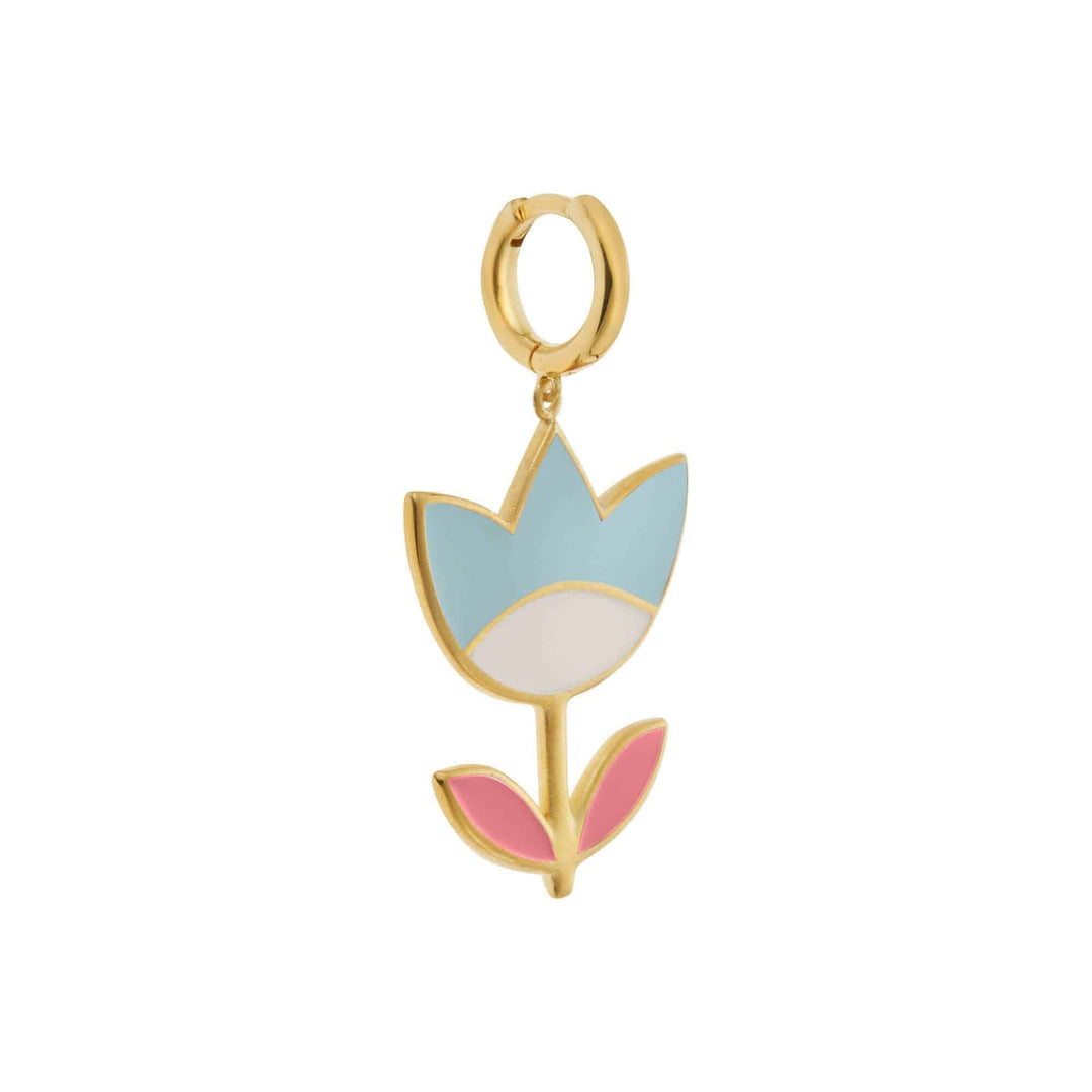 Large Blue Happy Flower Earrings - Eye M Flower Power - Ileana Makri