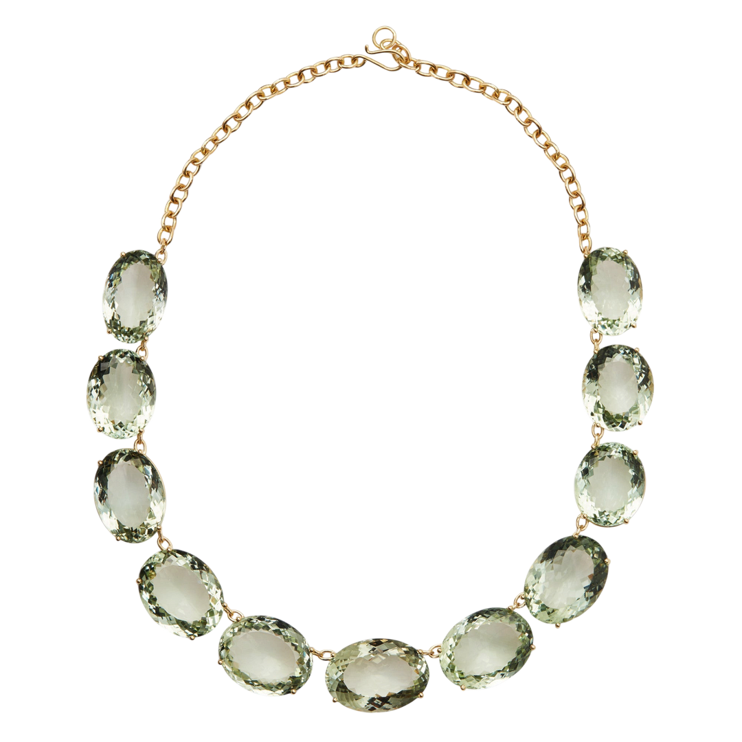 Large Crown Green Amethyst Necklace - Crown - Ileana Makri