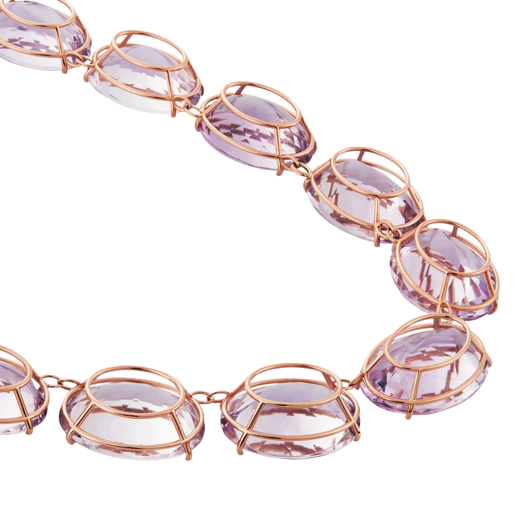 Large Crown Pink Amethyst Necklace - Crown - Ileana Makri