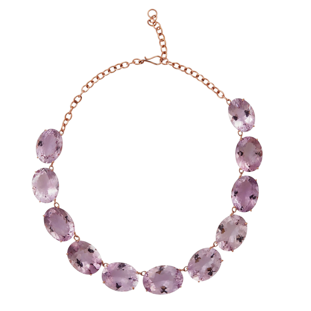 Large Crown Pink Amethyst Necklace - Crown - Ileana Makri