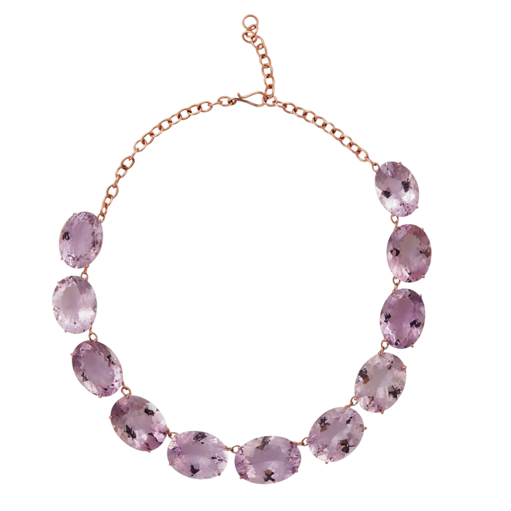 Large Crown Pink Amethyst Necklace - Crown - Ileana Makri
