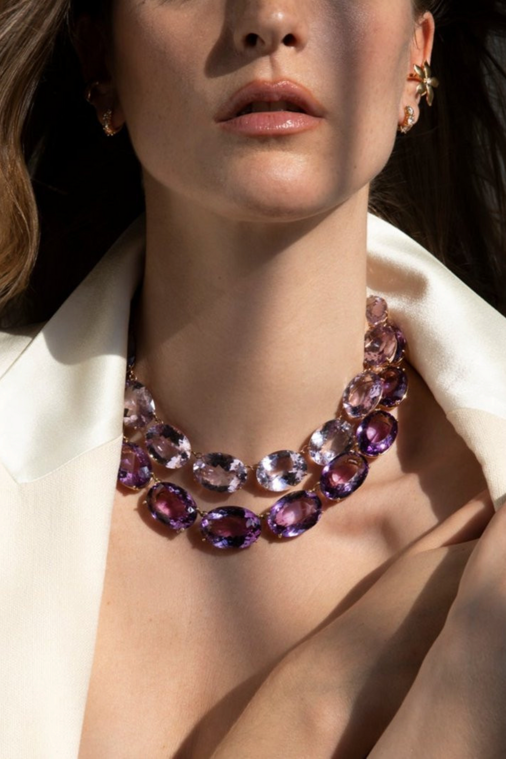Large Crown Pink Amethyst Necklace - Crown - Ileana Makri