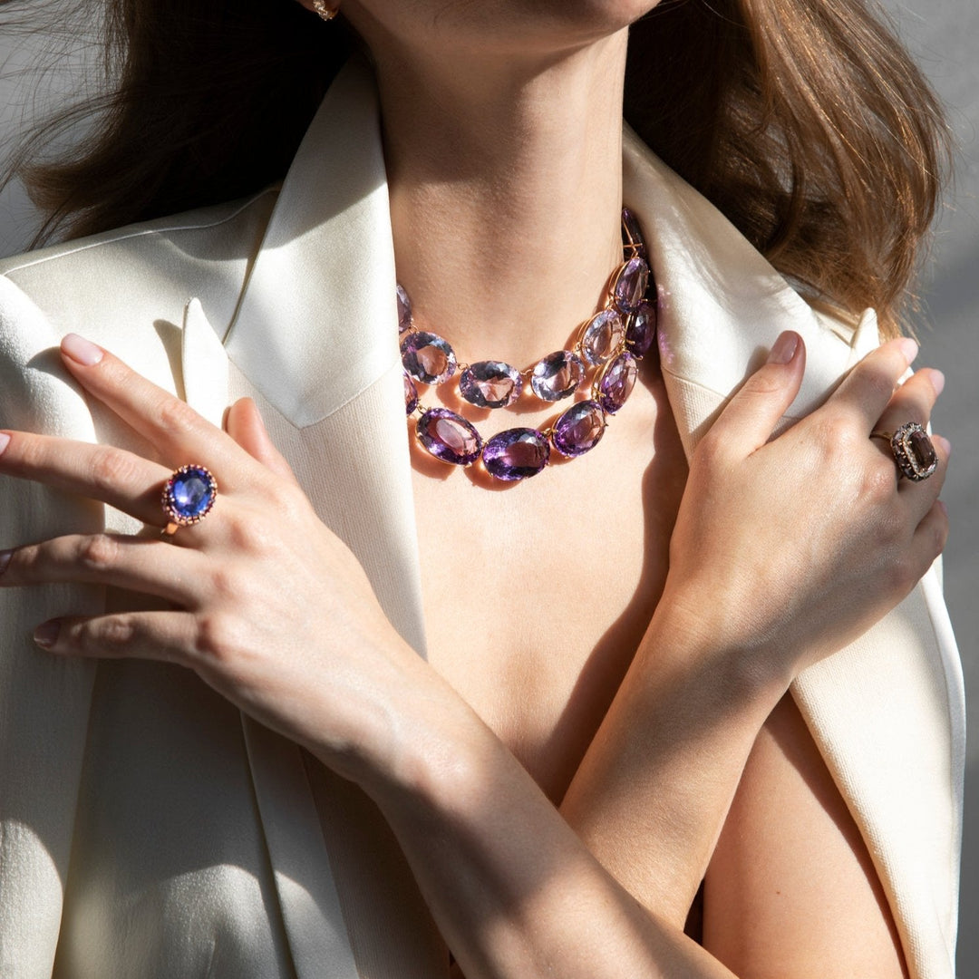 Large Crown Purple Amethyst Necklace - Crown - Ileana Makri
