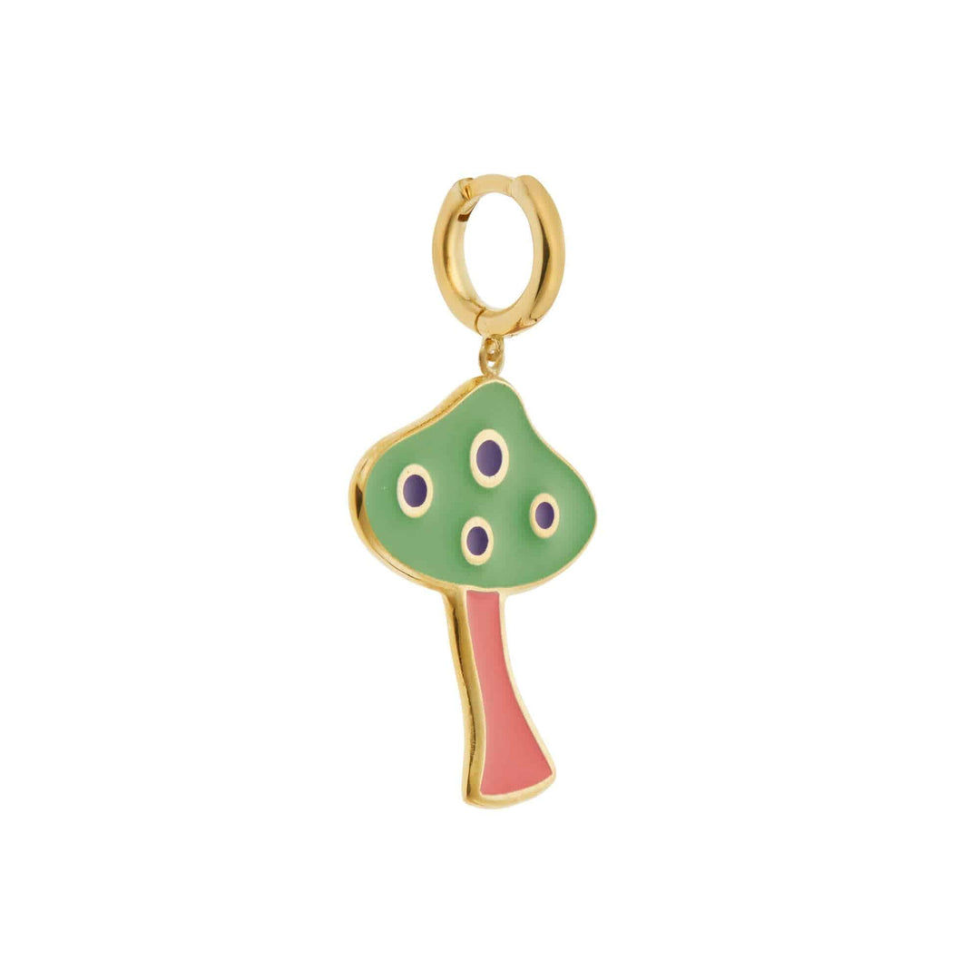 Large Green Mushroom Earrings - Eye M Flower Power - Ileana Makri