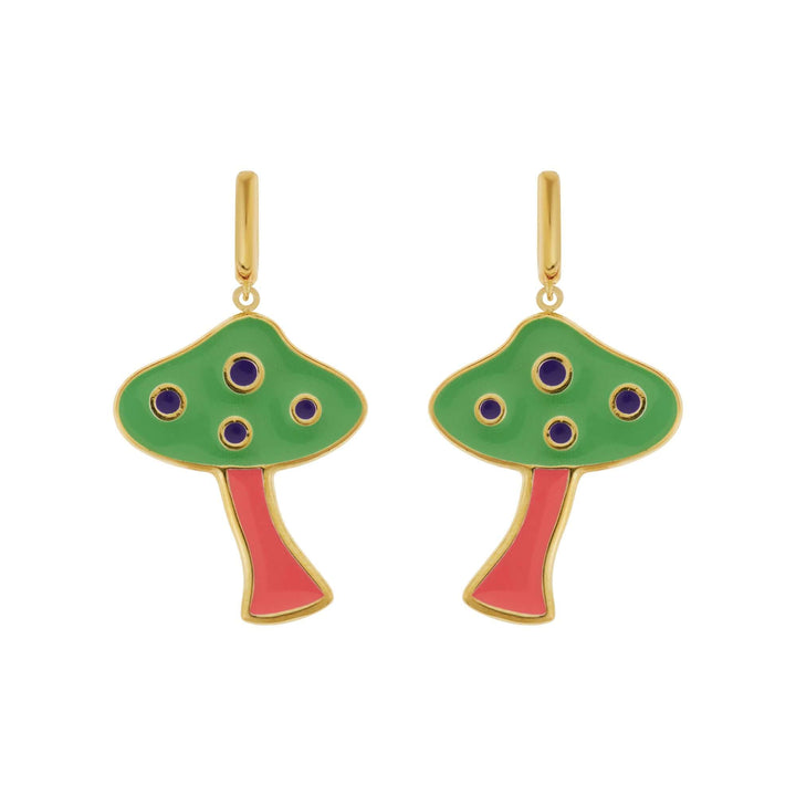 Large Green Mushroom Earrings - Eye M Flower Power - Ileana Makri