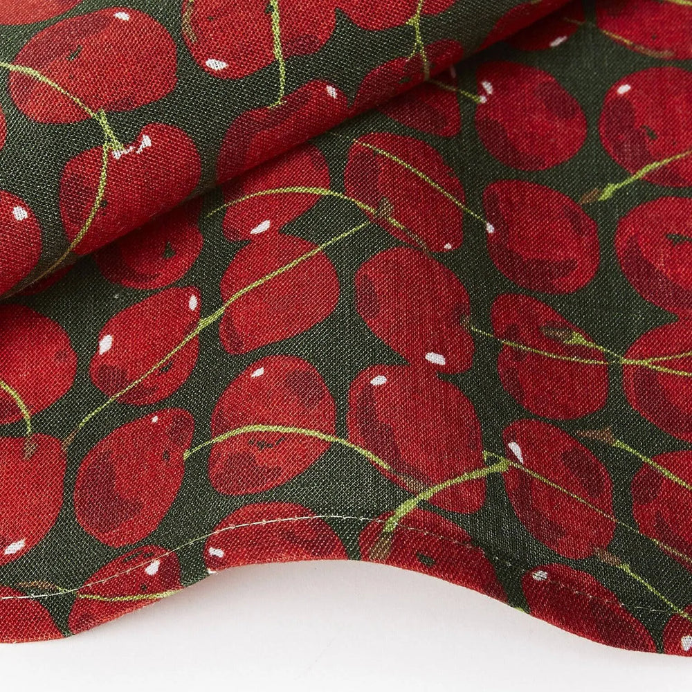 Large Napkins Cherries Verde (Set of 6) - La Double J - Ileana Makri store