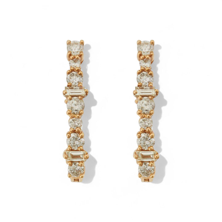 Large Oval Rivulet Champagne Diamond Hoops - Rivulet - Ileana Makri